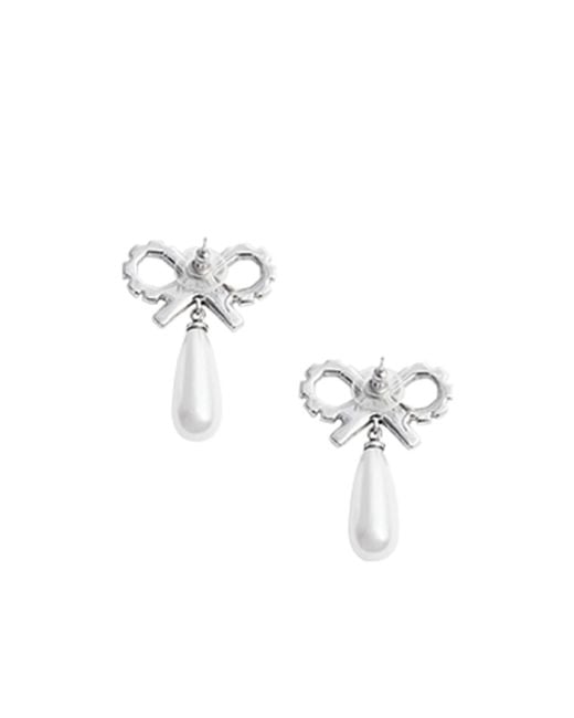 Self-Portrait White Bow Earrings