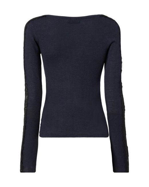 Pinko Blue Lace-Trim Button-Up Cardigan