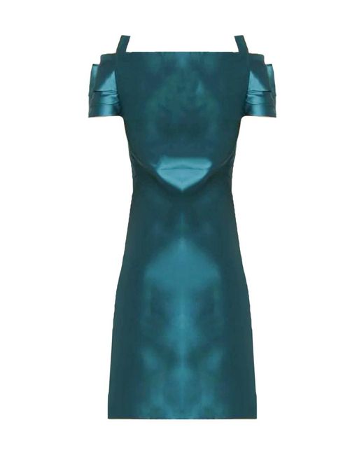 Alberta Ferretti Green Draped Bow-Strap Dress