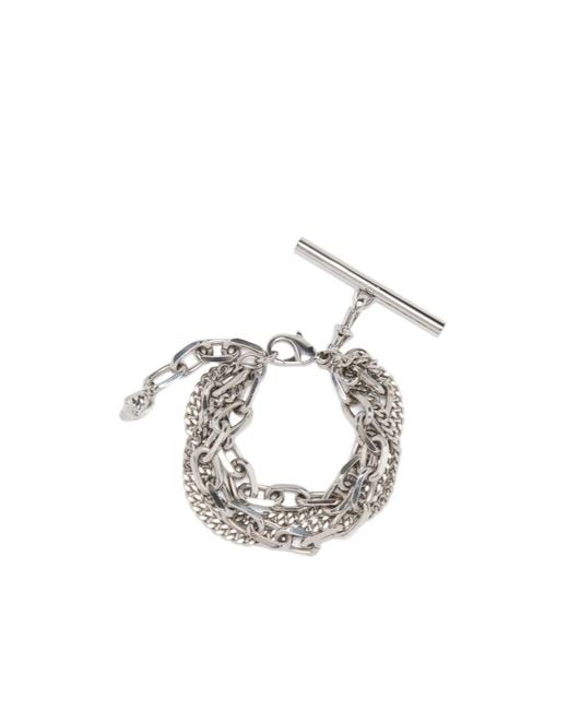 McQueen Metallic Sling Cross-Bar Chain-Detailed Bracelet for men
