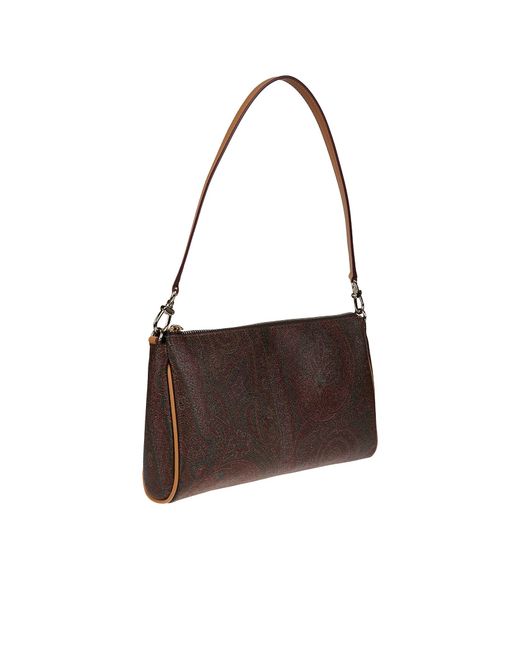 Etro Brown Paisley-Printed Zipped Mini Clutch Bag