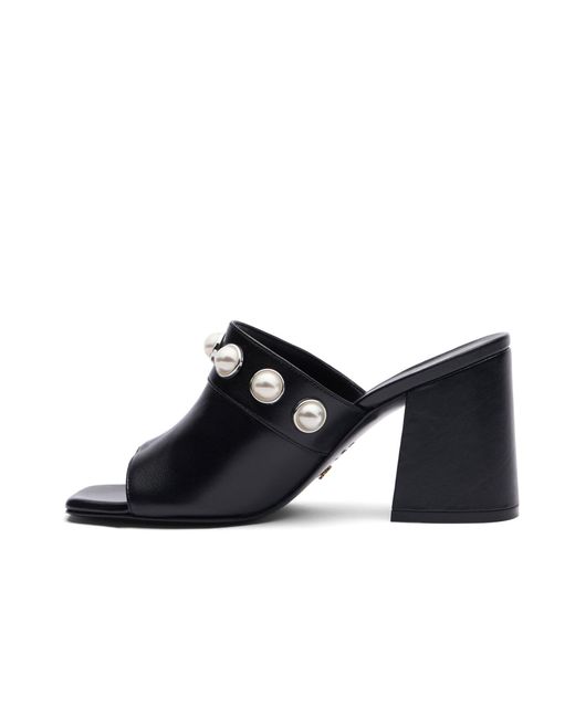 Stuart Weitzman Black Square-Headed High-Heeled Slippers