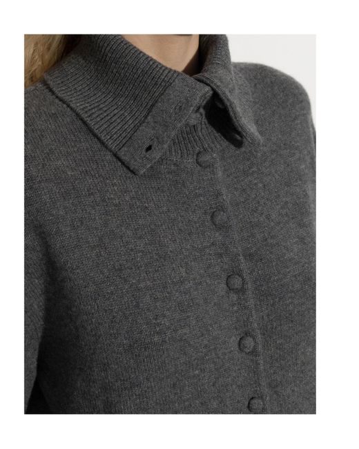 Lisa Yang Gray Denie Button-Up Knitted Sweater
