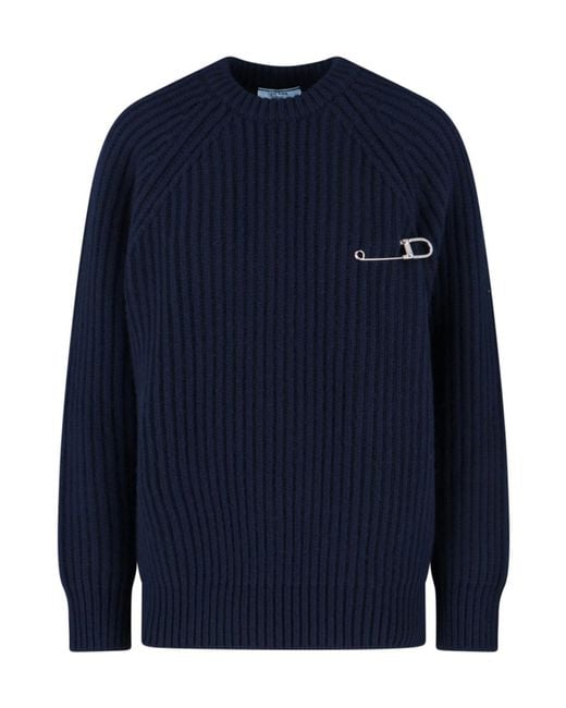 Prada Blue Ribbed Sweater
