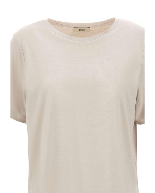 Herno White Logo Plaque Crewneck T-Shirt