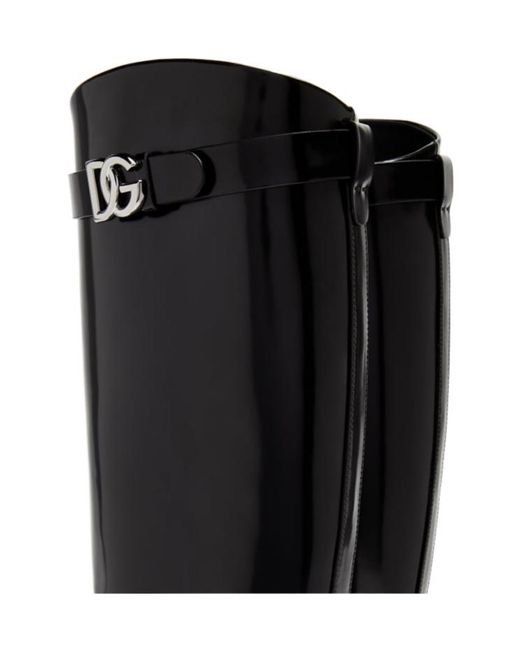 Dolce & Gabbana Black Logo Plaque Boots