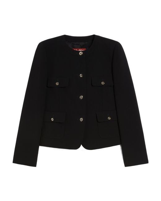 Max Mara Black Studio Buttoned Crewneck Jacket