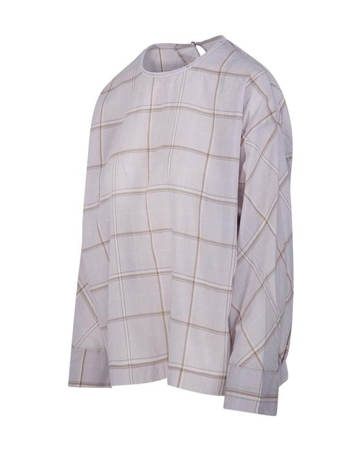 Forte_forte Gray Plaid-Pattern Blouse