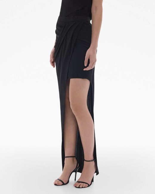 Helmut Lang Black High-Waisted Asymmetric Maxi Skirt