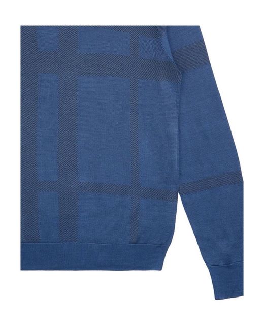 Burberry Blue Plaid Detail Pullover for men