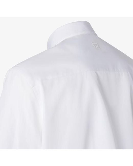 Fendi White Drawstring Hem Poplin Shirt for men