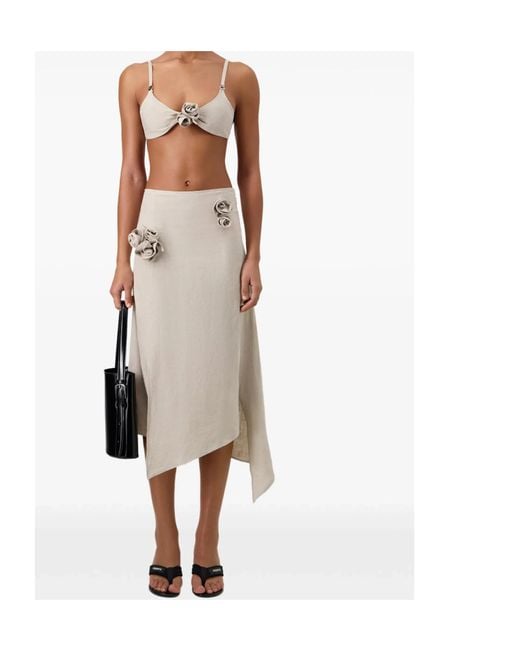 Coperni Natural Flower Gathered Bikini Top