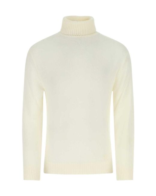 Jil Sander White Roll-Neck Long-Sleeved Knitted Sweater for men