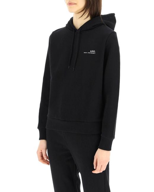 A.P.C. Black Logo Print Drawstring Hoodie