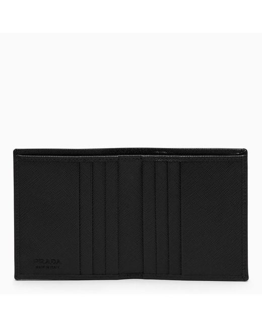 Prada Black Logo Plaque Bi-Fold Wallet for men