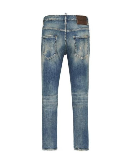 DSquared² Blue Medium Sandy Wash Skater Jeans for men