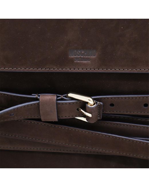 Moschino Brown Tie Me Logo Embossed Tote Bag for men