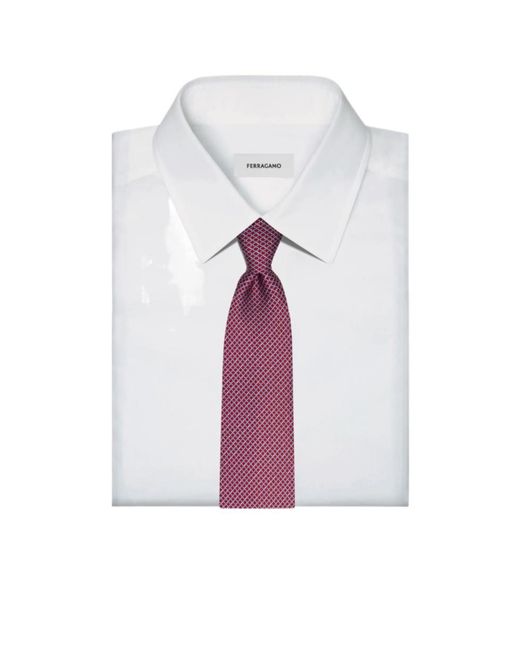Ferragamo Purple Gancini Regimental Print Silk Tie for men