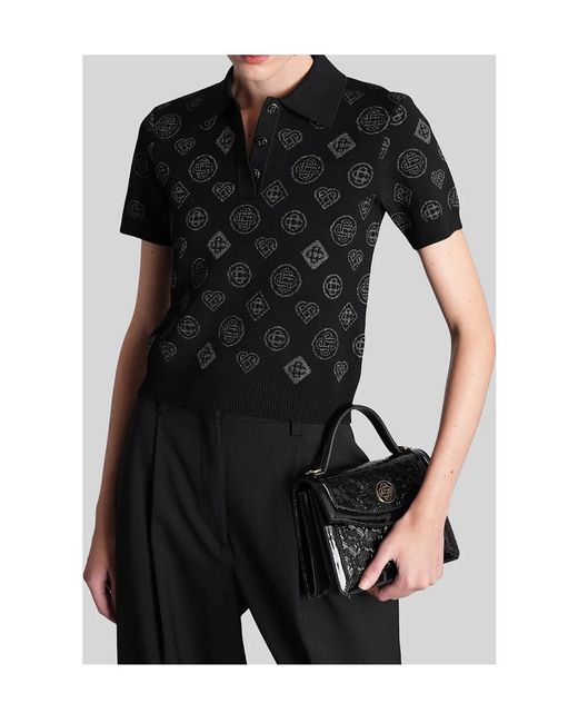 Casablanca Black Monogram Jacquard Polo