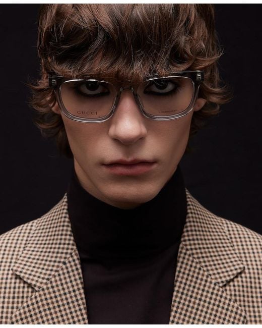 Gucci White Rectangular Optical Frame for men