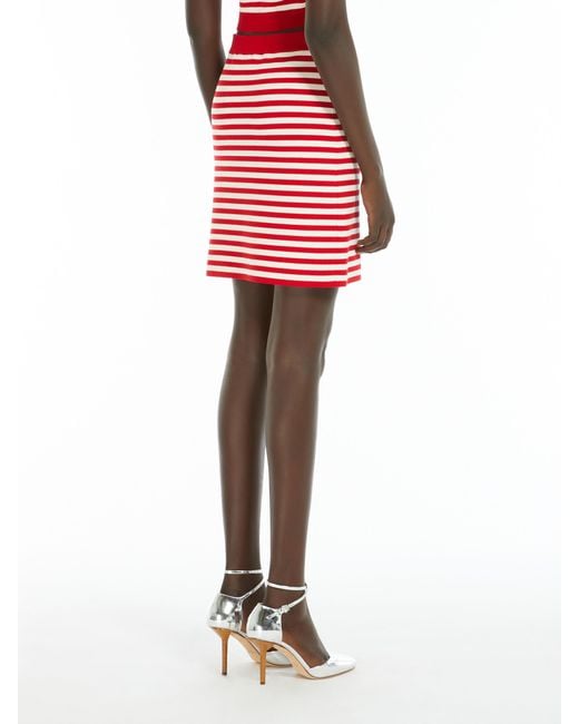 Max Mara Red Striped Knit Skirt
