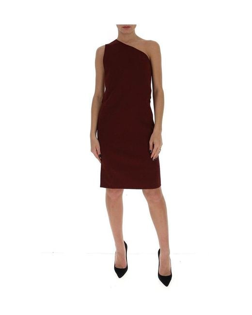 Bottega Veneta Red One Shoulder Knit Dress