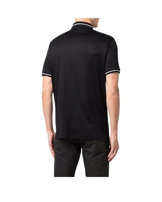 Emporio Armani Black Stripe-Trimmed Polo Shirt for men