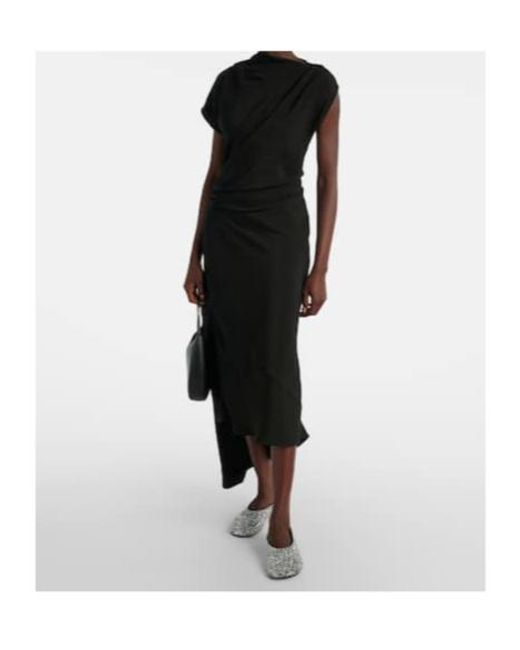Proenza Schouler Black Hallie Draped Midi Dress