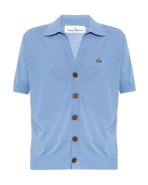 Vivienne Westwood Blue Buttoned Short-Sleeve Knitted Sweater for men