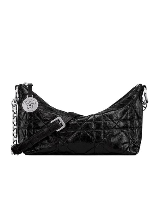 Dior Black Star Hobo Bag With Chain