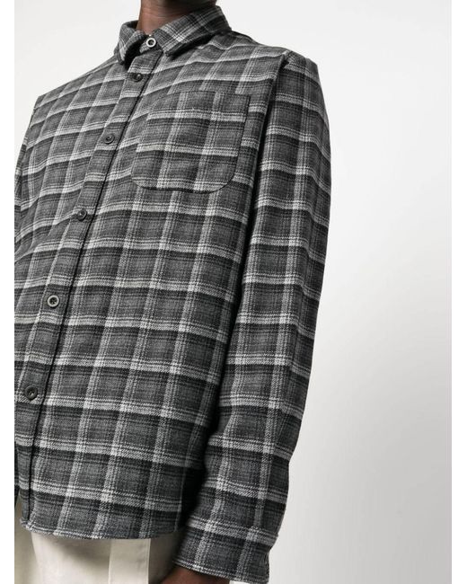 A.P.C. Gray Checked Wool-Blend Shirt for men