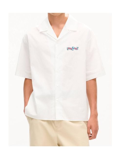 KENZO White Jumping Tiger' Haiwaiian Short Sleeve Shirt for men