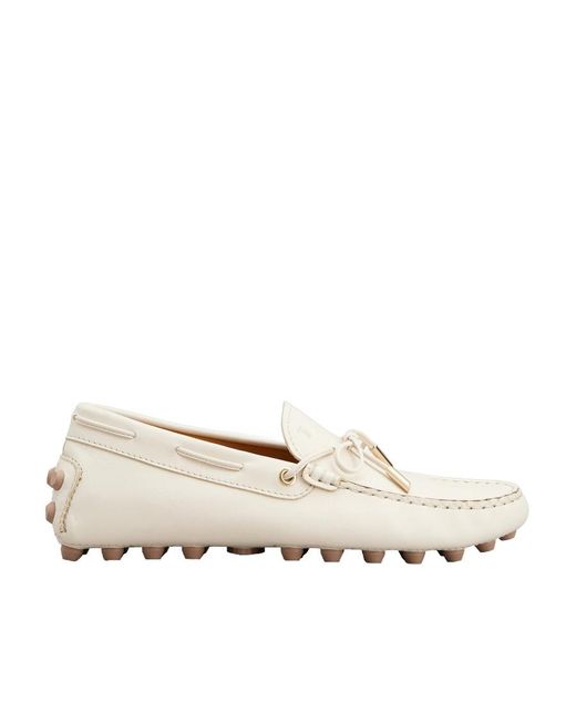 Tod's Natural Gommino Macro Almond-Toe Loafers