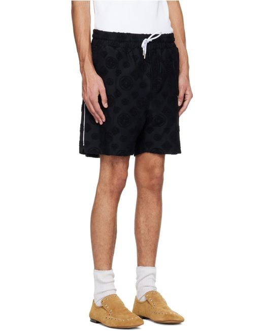 Casablanca Black Monogram Jacquard Drawstring Shorts for men