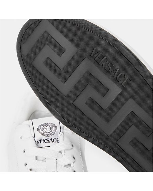 Versace White Logo Low-Top Sneakers for men