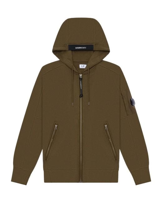 C P Company Green Zippered Hoodie for men