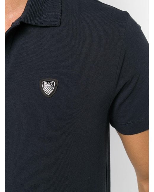 EA7 Black Logo Polo Shirt for men