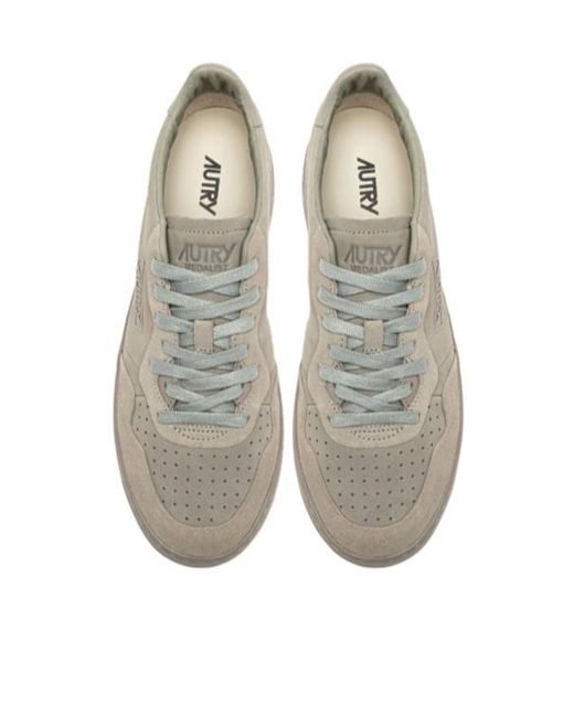 Autry Gray Medalist Perforated Suede Sneakers