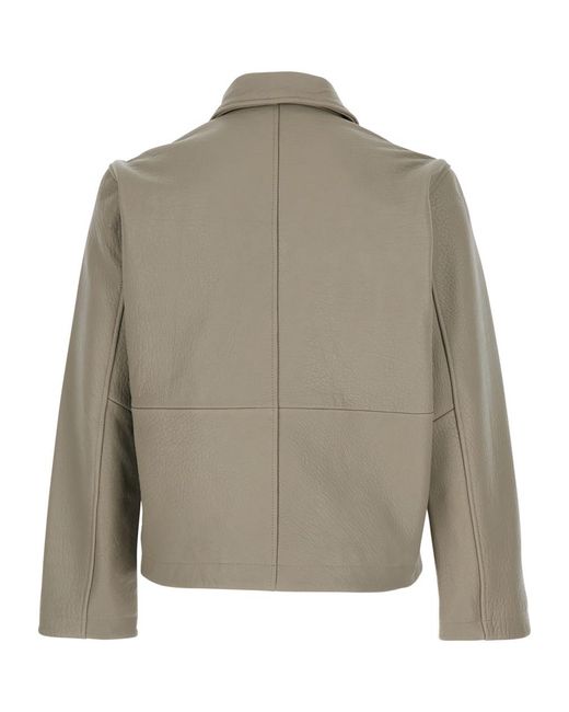 sunflower Gray Cropped Leather Jacket for men