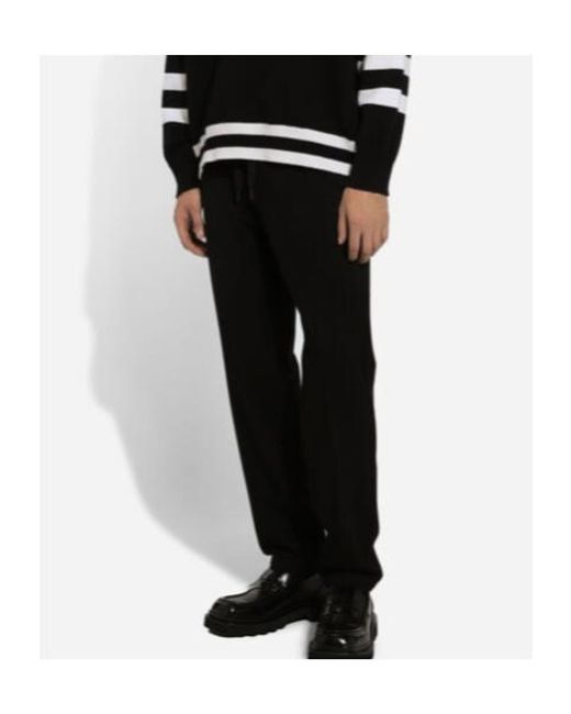 Dolce & Gabbana Black Logo Detailed Regular-Fit Trousers for men