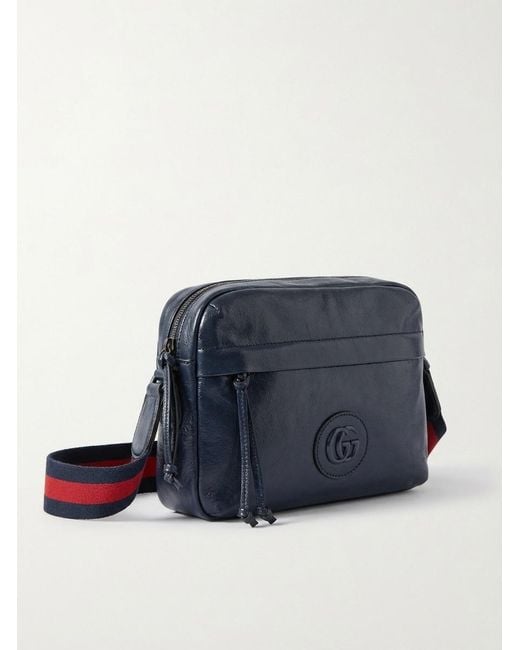 Gucci Blue Double-G Leather Shoulder Bag for men