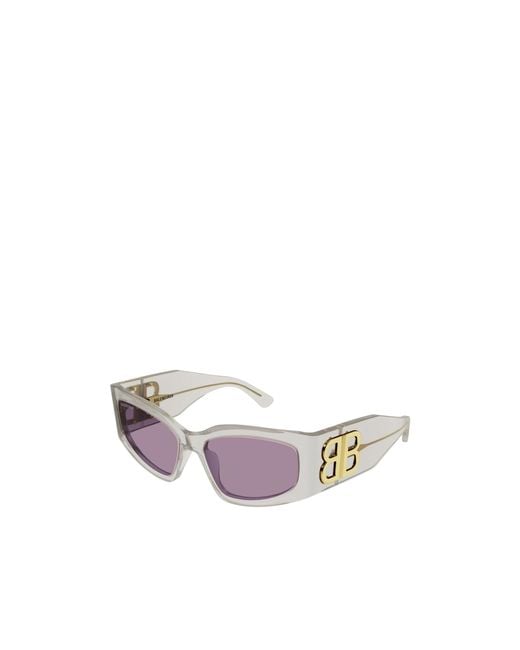 Balenciaga Purple Eyewear Bb0321S Rectangular Sunglasses