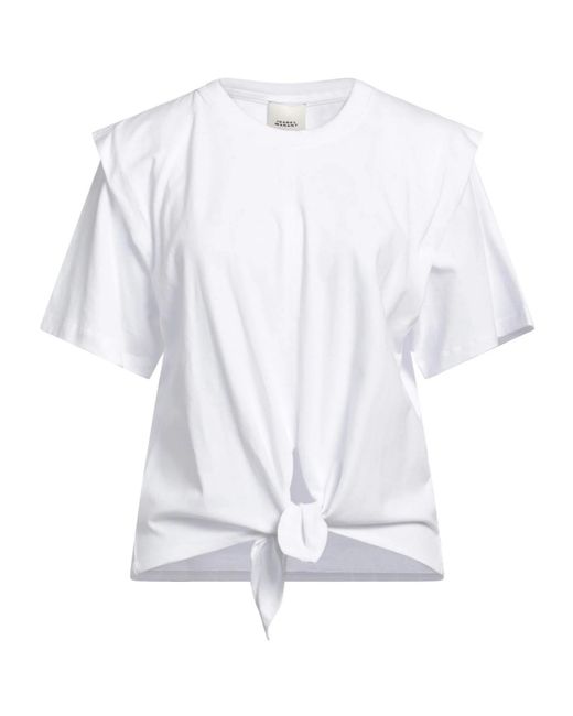 Isabel Marant White Solid Color Short Sleeve T-Shirt