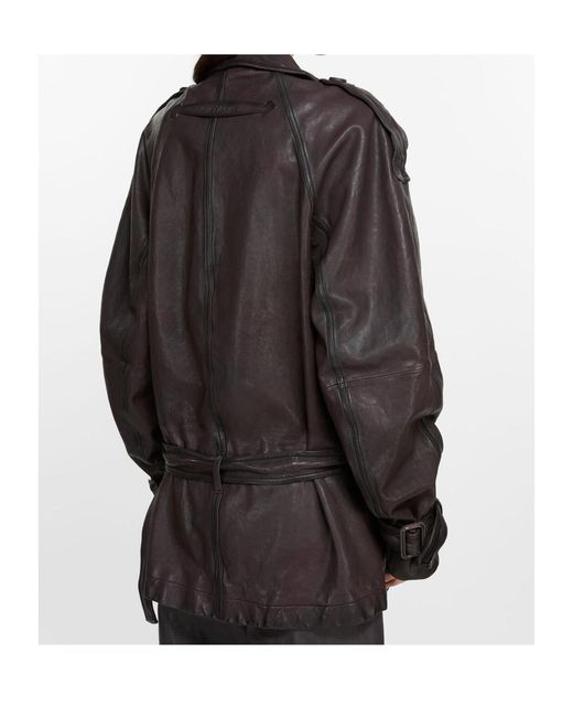 Acne Gray Belted Leather Jacket