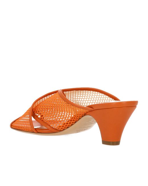 Casadei Orange Mesh Slide Sandals