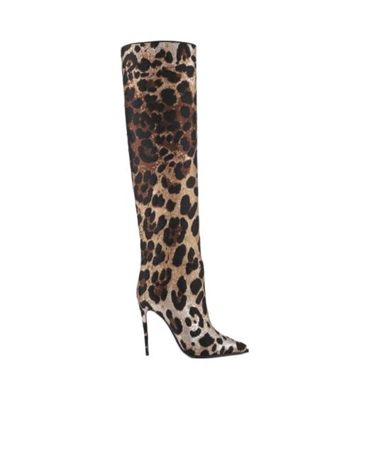 Dolce & Gabbana Black Leopard-Printed Jacquard Boots