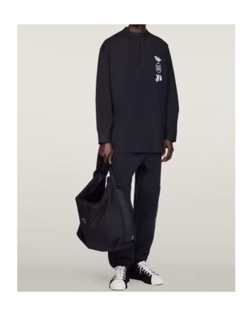 Y-3 Black Long-Sleeve Polo Shirt for men