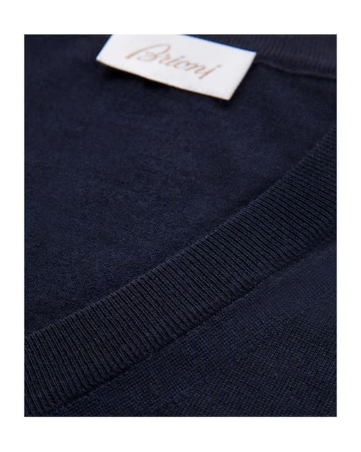Brioni Blue V-Neck Sweater for men
