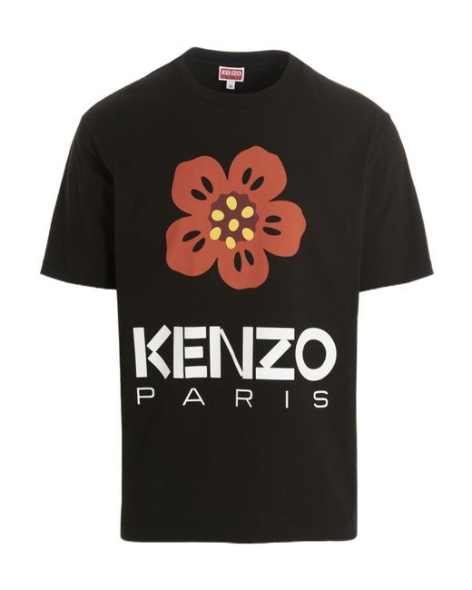 KENZO Black Boke Flower Printed Crewneck T-Shirt for men