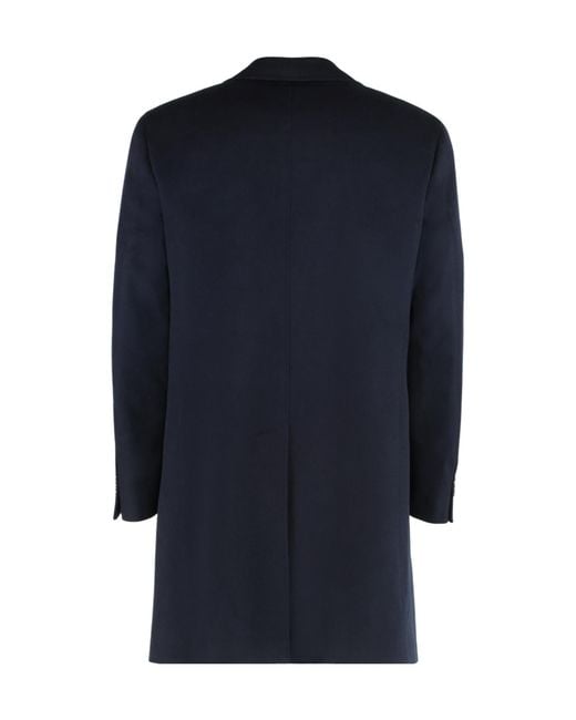 Canali Blue Classic Wool Coat for men
